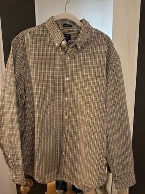 J. Crew Yellow and Blue Plaid Button-Down Shirt
